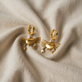 Earrings with Gold-Coloured Crab Motif