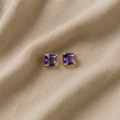 Amethyst Square Earrings | Gold