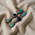 Boho Vintage Silver Earrings with Turquoise Stones