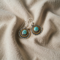 Boho Saturn Earrings in Turquoise and Gold with Matte Finish