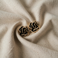 Elegant black lotus earrings