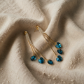 Elegant Blue Crystal Heart Earrings