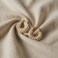 Pearl Bubble Earrings with Gold Ring Accent