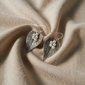 Pearl Cluster Earrings in Leaf Shape