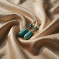 Silver flower long earrings