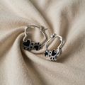 Huggie Earrings with Black Heart Print