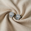 Footprint Silver Drop Earrings – Crystal Accent