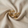 Gold Hoop Earrings with Triple Band Design