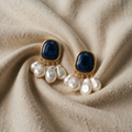 Earrings with Pearls in Midnight Style