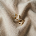 Sparkling Star Earrings in Gold-Coloured Glossy Finish