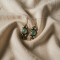 Classic Silver Earrings with Mint Green Cabochon Pearls