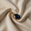 EARRINGS WITH GOLD AND BLUE TOPAZES IN VINTAGE STYLE