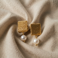 Braided Square Pearl Earrings