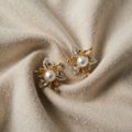 Flower Earrings with Pearls and Crystals