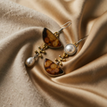 Gold Earrings with Natural Stones (Orange)
