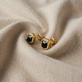 Square Retro Black Cubic Zirconia Earrings