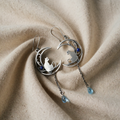 Blue Zirconia Cat Boho Earrings in Silver