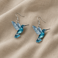 Blue Crystal Hummingbird Earrings