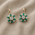 Earrings with Emerald Flowers