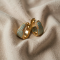 Turquoise Flower Earrings with Gold Ring