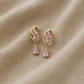 Pink Sapphire Plate Earrings | Gold