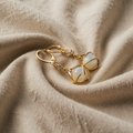 White Opal Drop Earrings with Shimmer Effect