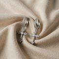White Gold Earrings with Zircon Insets