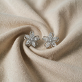 White Gold Earrings with Zircon Petal Design