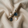 Vintage earrings with blue stone and pearls