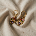 Vintage-inspired gold leaf earrings