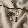 Vintage-inspired green and white stud earrings