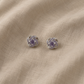 Violet crystal knot earrings | white gold