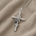 925 Sterling Silver Necklace with Feet and Cross