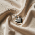 Timeless puffy heart white gold necklace