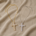 Timeless Necklace with Silver Cubic Zirconia Cross Pendant
