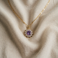 Amethyst Sunflower Necklace | Unique Gold Artwork