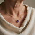 Amethyst Frame Pendant Necklace | Rose Gold
