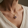 Amethyst Square Pavé Necklace | Gold