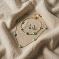 Boho Silver Turquoise Necklace, Earrings and Bracelet Set