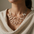 Cascading Multi-Strand Necklace with Pearls