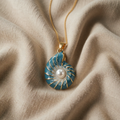 Mother-of-Pearl Blue Shell Necklace with Beach Theme