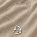 Silver necklace – heart and dog design with cubic zirconia