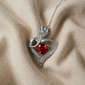 Heart Pendant Silver-Coloured with Rose and Red Crystal