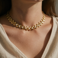 Necklace with pearl leaf pattern at bust length