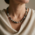 Midnight Pearl Necklace with Classic White Pearls