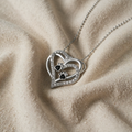 Heart Pendant with Black Paw Motif and Zirconia Setting