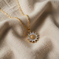 Crystalline Sunflower Necklace Gold