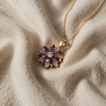 Flower Chain Necklace with Pink Pendant on Titanium Steel Cross Chain, 41-50cm