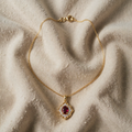 Gold Chain Pendant with Ruby Flower