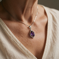 Crescent Drop Necklace | White Gold